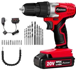 Avid Power 20V Cordless Drill Set - Red and Black 22pcs Brand New